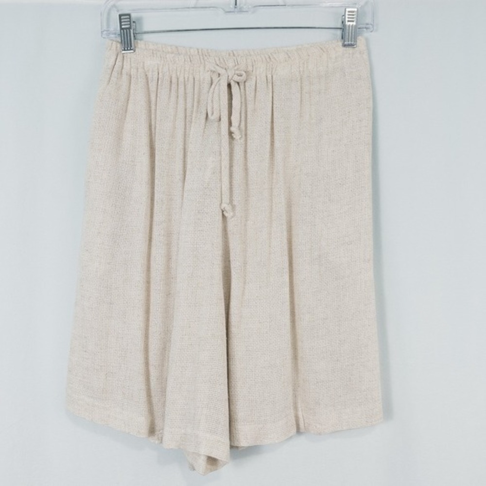 Molly & Maxx‎ Rayon Linen High Rise Pull On Shorts Medium Oatmeal Beach Coastal